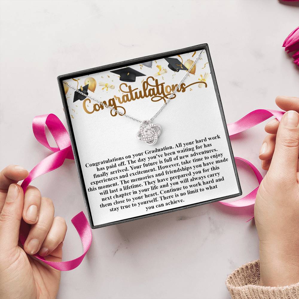 Congratulations- Graduation- Love Knot Necklace Message Card