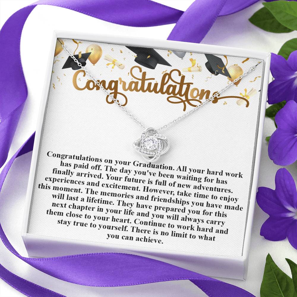 Congratulations- Graduation- Love Knot Necklace Message Card